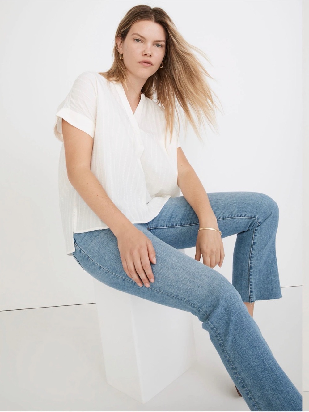 Madewell Lakeline Popover Shirt in Clip-Stripe